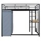 preview thumbnail 12 of 77, Twin/Full Size Loft Bed with Bulit-in Desk and LED Light, Metal Loft Bedframe with Wardrobe, Storage Shelves and Power Outlet