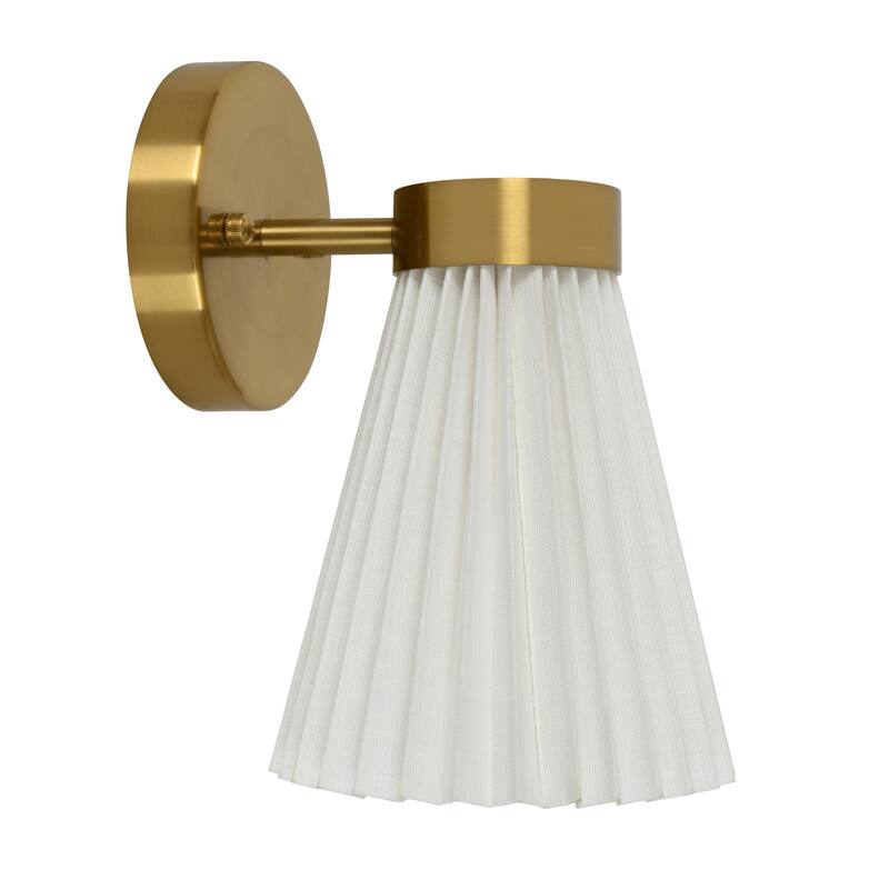 Beacon Lighting Amore 1 Light Pleated Wall Bracket - Brass with White Linen Shade