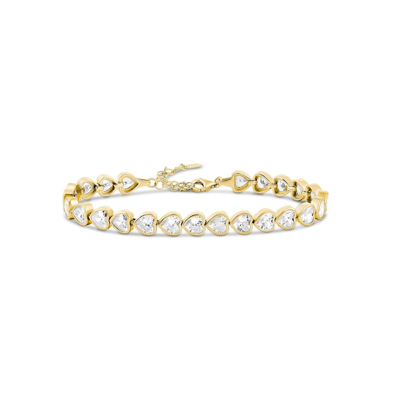 SHYMI Bezel-Set Heart Tennis Bracelet - Gold