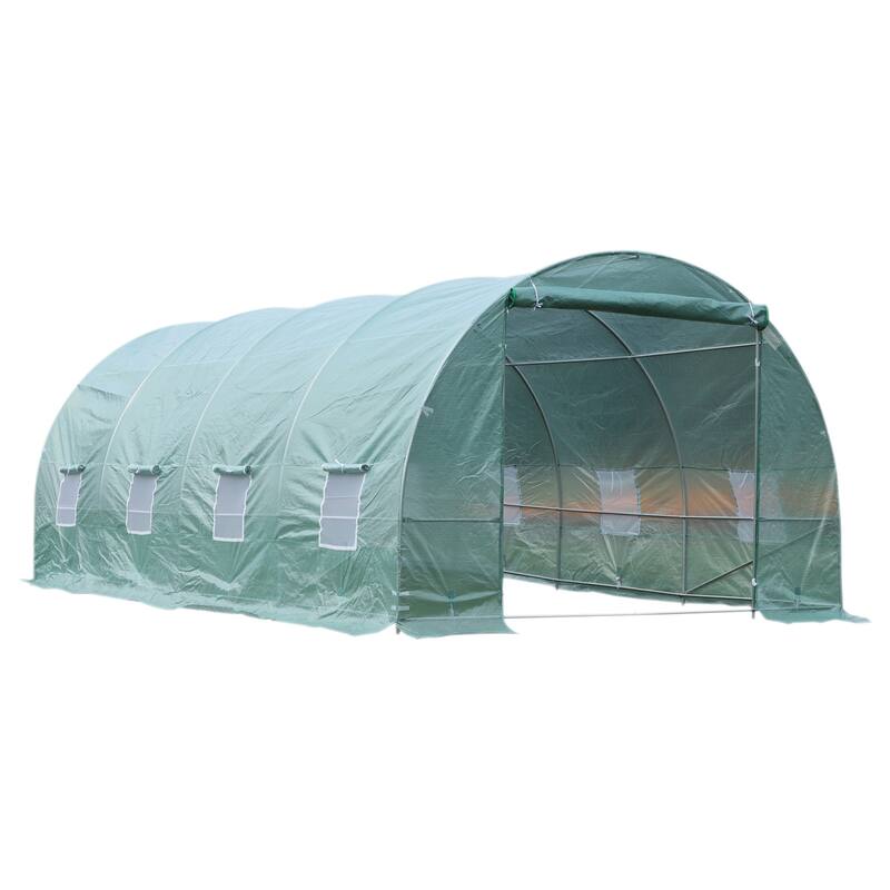 Outsunny Green PE/ Steel 20-foot Freestanding Walk-In Tunnel Greenhouse