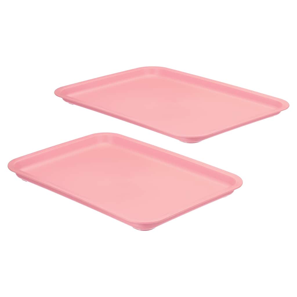 12x9" Fast Food Tray, 2 Pack Plastic Reusable Multi-Purpose Serving Tray Pink