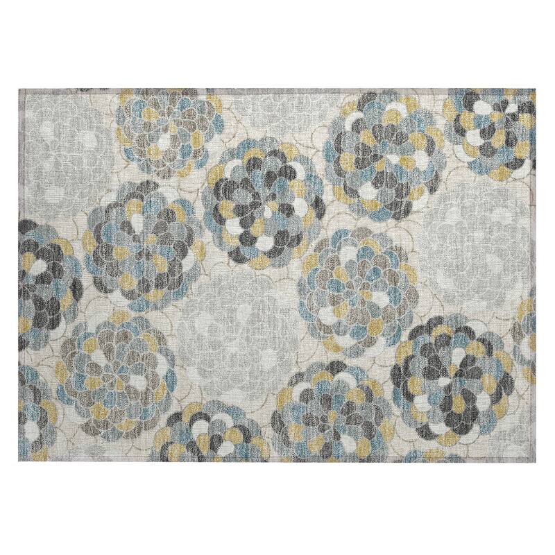 Machine Washable Indoor/ Outdoor Mosaic Cluster Chantille Rug