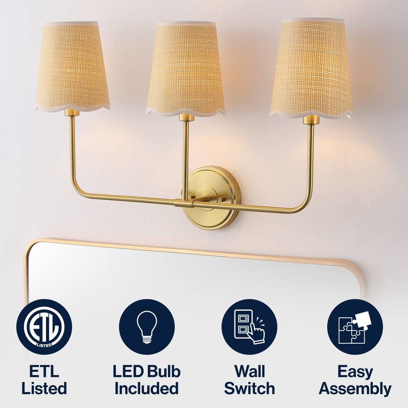 Lila Scalloped Fabric Shade/Metal LED Vanity Light