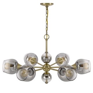 Chandelier with 6 Glass Shades and Metal Fixture Body, Gold