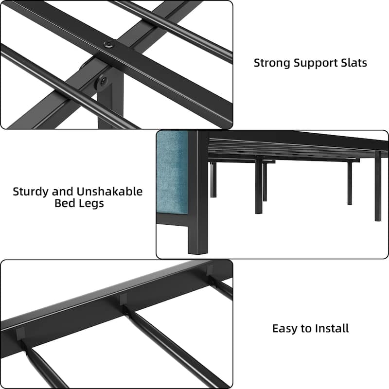 Platform Bed Frame - Velvet Foam Headboard