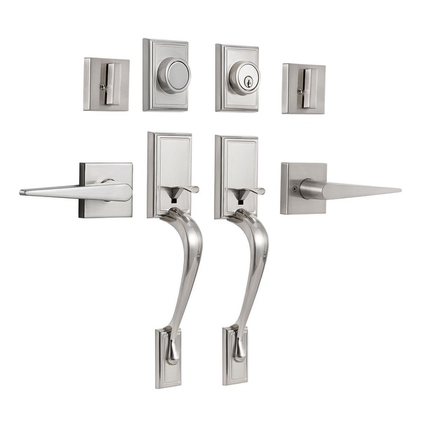 Front Door Satin Nickel Split Arc Handle Door Lock Set with Double
