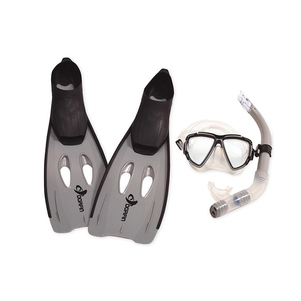 Gray Kona Adult Pro Silicone Water or Swimming Pool Scuba or Snorkeling Set - Extra Large