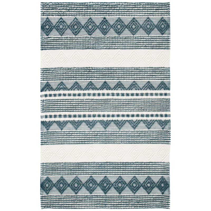 SAFAVIEH Handmade Natura Annedorte Wool Rug - 2'3" x 4' - Dark Green/Ivory - Rectangle