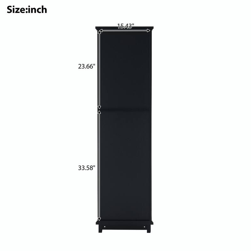 Tall Free-Standing Bathroom Storage Cabinet with Glass Doors and Two Drawers