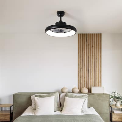 Loren 20" Modern 6-Speed Metal Dimmable Smart LED Ceiling Fan, App & Remote - 11.5 Inches