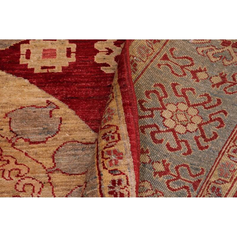 Rustic Heriz Ziegler Thu Red Blue Hand-Knotted Rug - 6'0'' x 8'10''