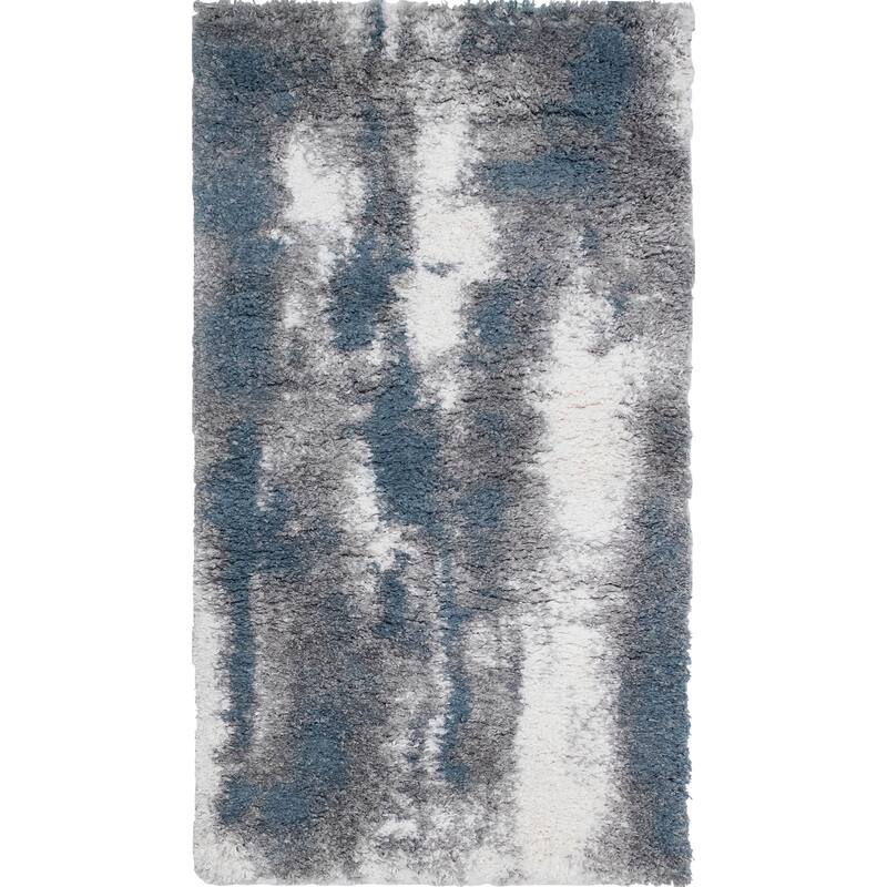 Noori Rug Lux Zara Abstract 2-Inch Shag Rug - 2'11" x 4'11" - Blue/Grey
