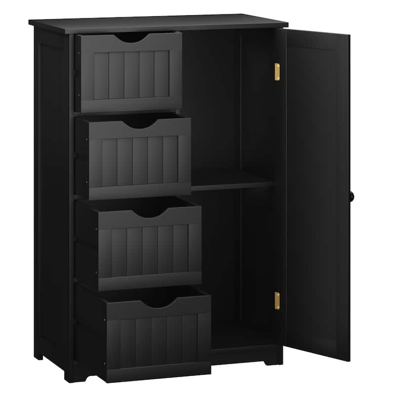 Costway Wooden 4 Drawer Bathroom Floor Cabinet Storage Cupboard 2