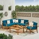 preview thumbnail 4 of 86, Christopher Knight Home - Outdoor Patio Conversation Set, Acacia Wood Frame, Cushions & Slatted Coffee Table