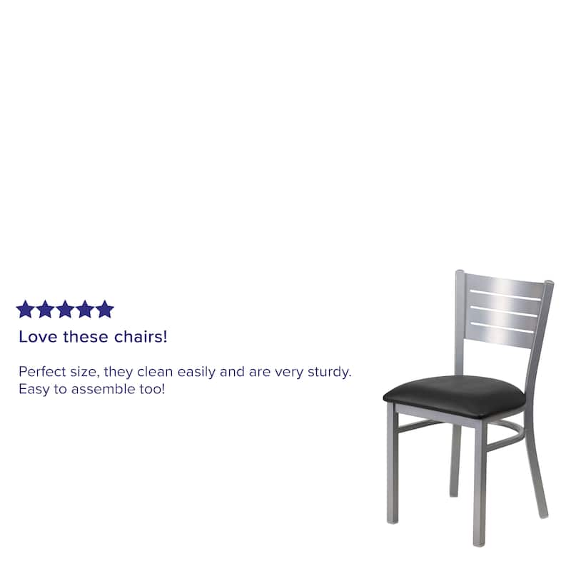 Slat Back Metal Restaurant Chair - 16.5"W x 19"D x 33.5"H - 16.5"W x 19"D x 33.5"H