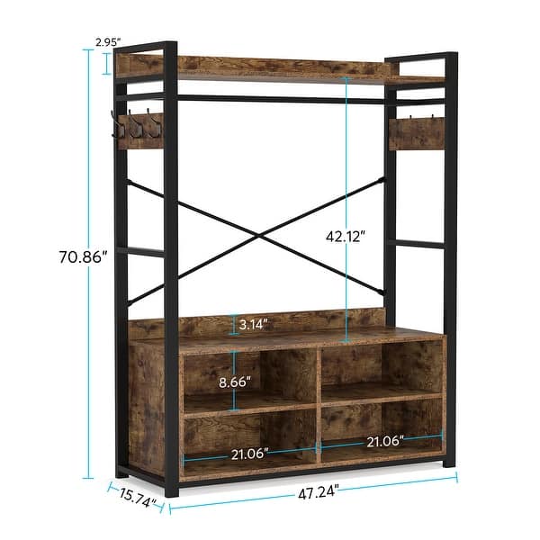 Metal Wood Free-standing Closet Clothing Rack Closet Organizer System ...