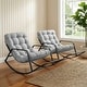 preview thumbnail 12 of 25, Oversized Papasan Rocking Lounge Chair with Footrest, Heavy-Duty 450lbs Metal Frame, Indoor Outdoor Patio Rocker with Cushion 2 Chairs - Light Gray