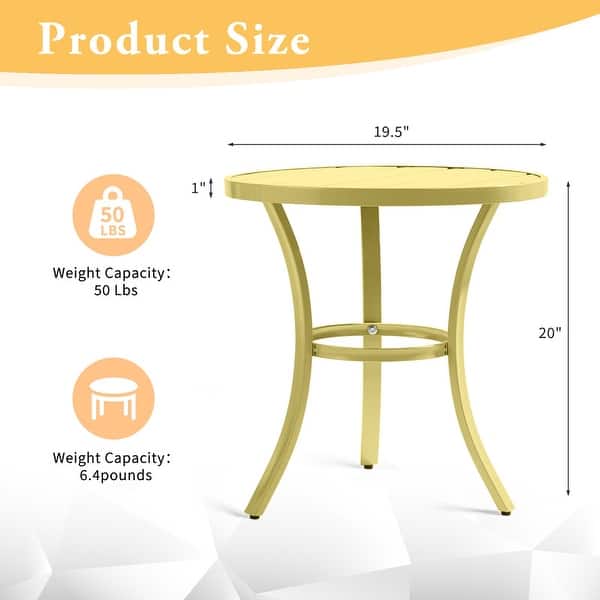 dimension image slide 3 of 4, Metal Outdoor Round Side Table, Patio Coffee Bistro Table for Indoor Outdoor