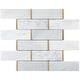 preview thumbnail 2 of 11, TileGen. Natural Bianco 2" x 6" Subway Metal and Marble Mosaic Tile in Gold/White Wall Tile (10 sheets/9.7sqft.)