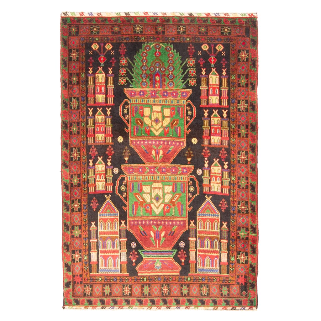 ECARPETGALLERY Hand-knotted Teimani Black Wool Rug - 3'2 x 4'9