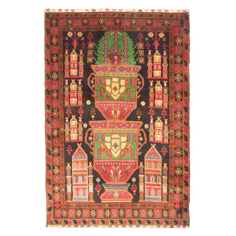 ECARPETGALLERY Hand-knotted Teimani Black Wool Rug - 3'2 x 4'9