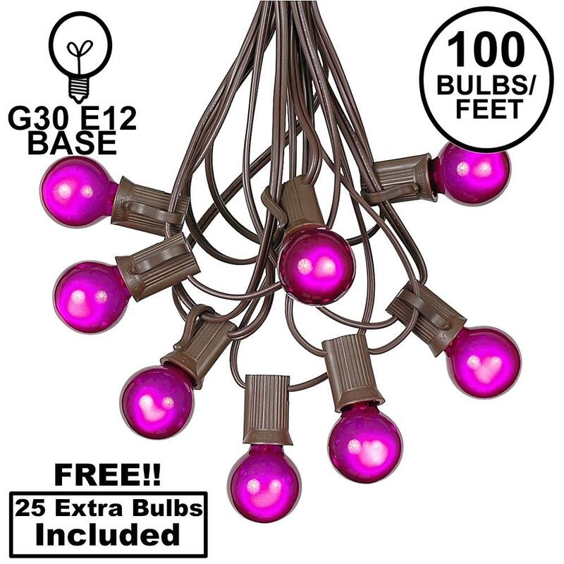 100 Foot G30 Outdoor Globe Patio String Lights - Set of 125 G30 Globe Bulbs - Purple
