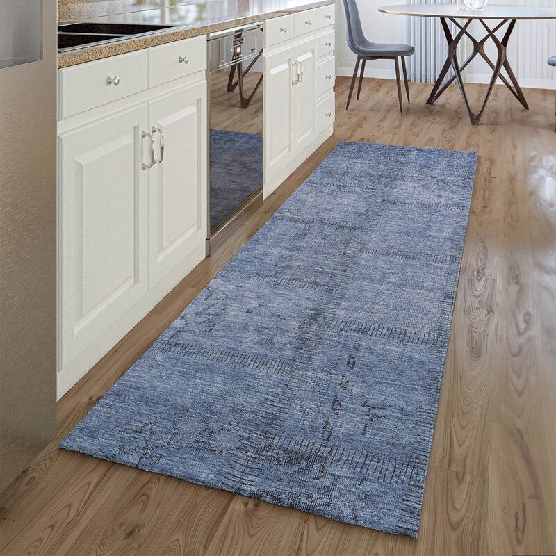 Premium Washable Super Soft Viintage Traditional Mayfield Rug - Blue - 2' 3" x 7' 6" - Runner