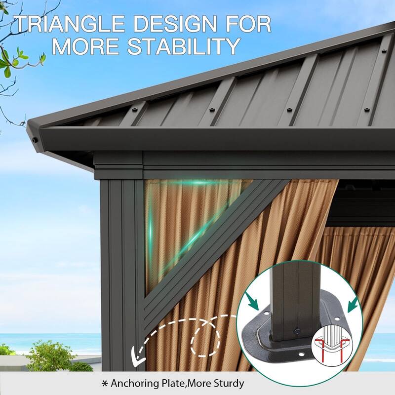10X10FT,10X12FT,10X13FT,12X14FT,12X20FT Outdoor Galvanised Steel Hardtop Gazebo