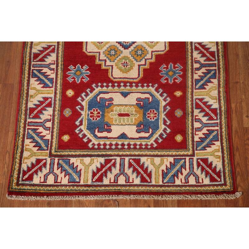 Red Kazak Accent Rug Handmade Wool Carpet - 2'9" x 4'2"