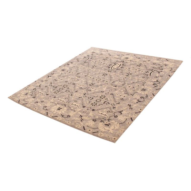 ECARPETGALLERY Hand-knotted Modern Oushak Light Grey Wool Rug - 7' 11" x 8' 11"