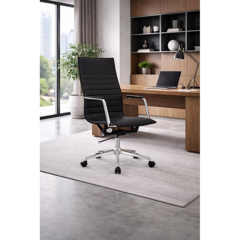 High Back Office Desk Chair | PU Leather | Adjustable Height, Tilt Lock | Computer Armchair for Executive, Conference, Meetings