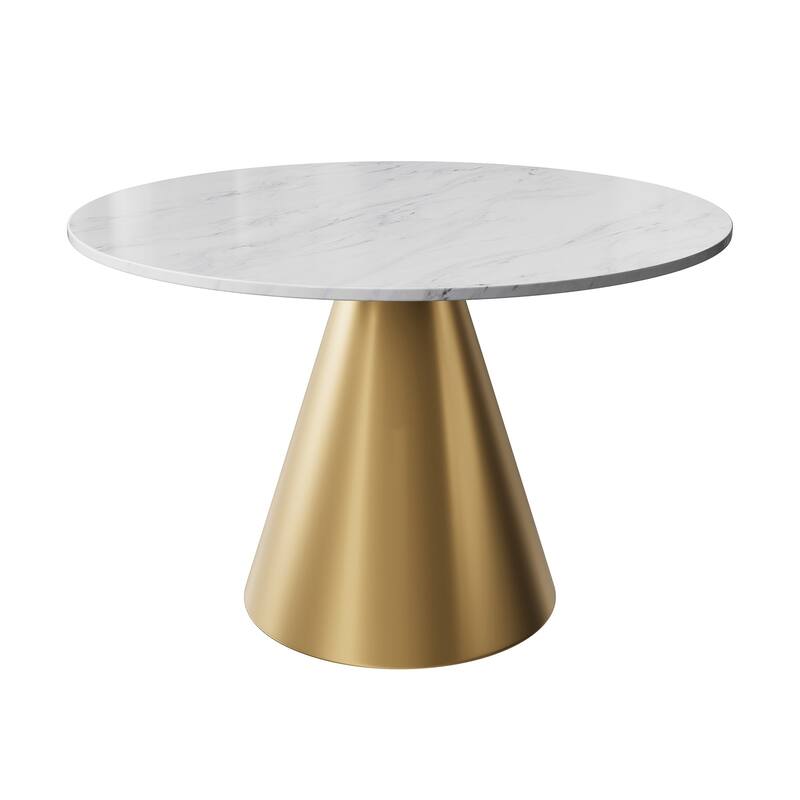 Round Dining table 48 inches - White+Gold