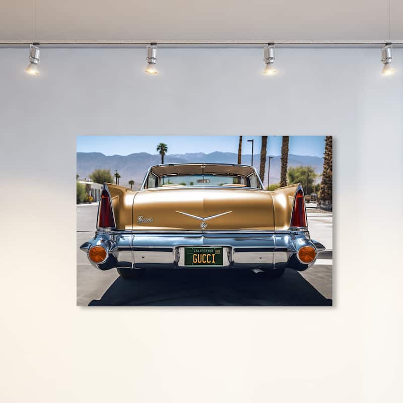 Wynwood Studio Canvas Nature Ride in Style Roma Yellow and Metallic Yellow Modern & Contemporary Wall Art Canvas Print