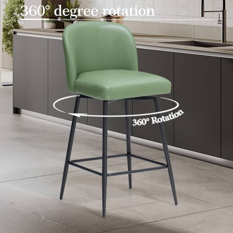26.77" Counter Height Swivel Bar Stools with Backs and Metal Legs