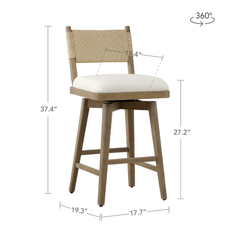 Gloria Upholstered Swivel Braid Barstool with Wood Frame Set of 2