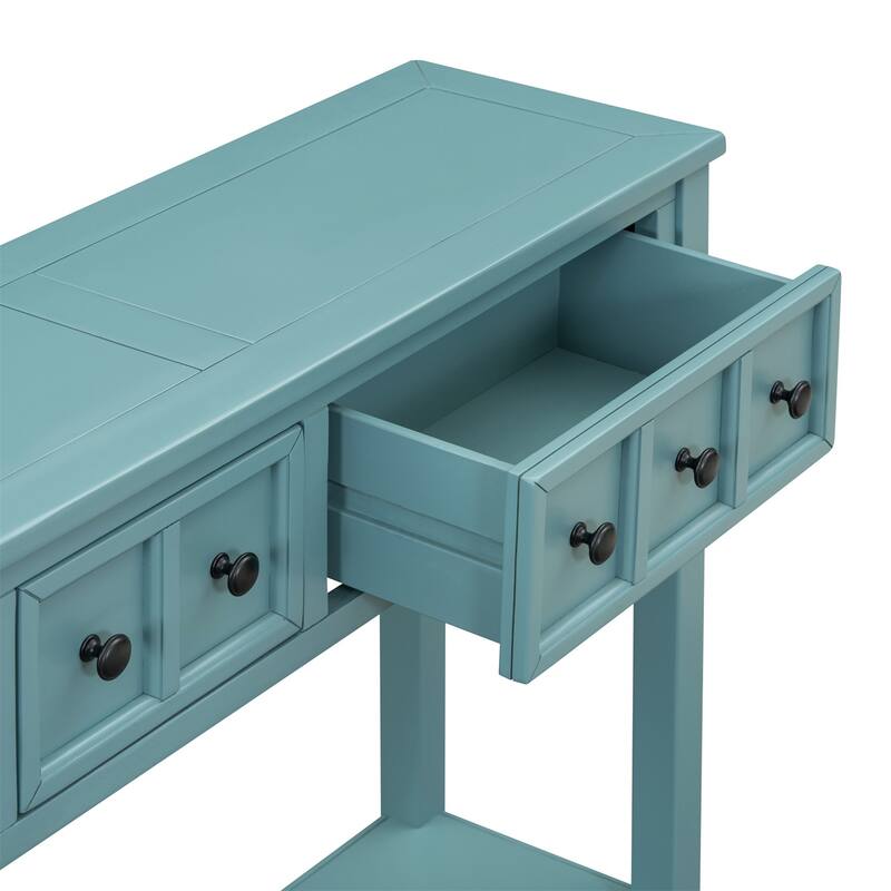 Merax 60" Long Console Table with Different Size Drawers and Bottom Shelf