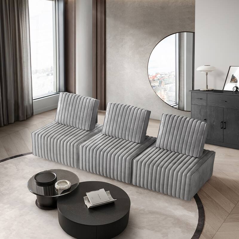 CraftPorch 3-Pieces Contemporary Clean-Line Linen Upholstered