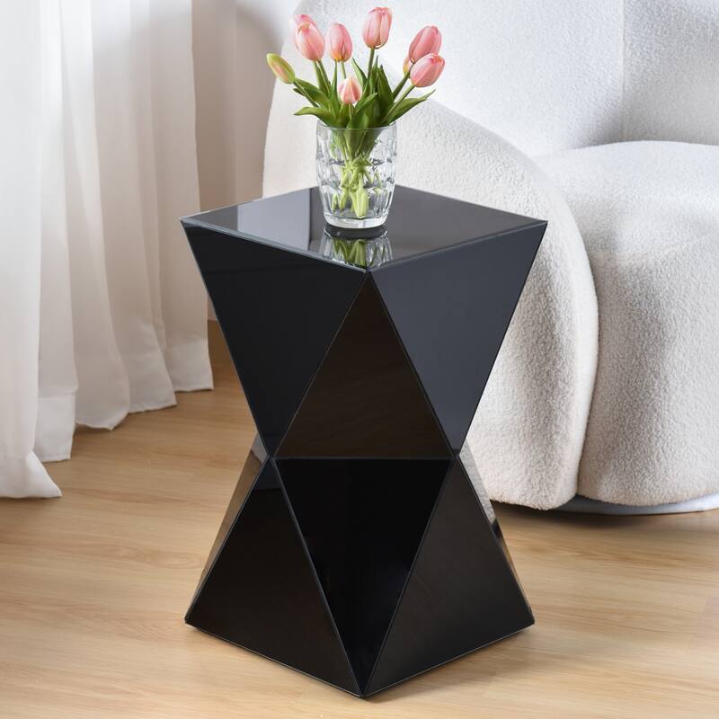 StyleCraft Prism Hourglass Glass Side Table