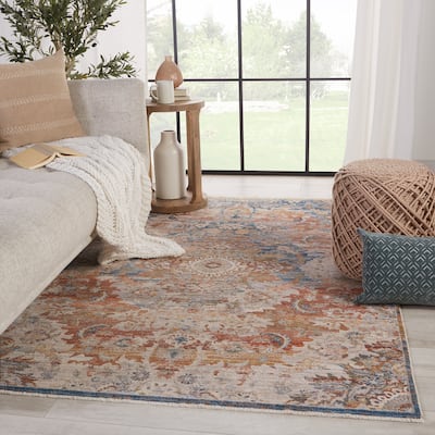 Jemsa Medallion Blue/ Orange Area Rug