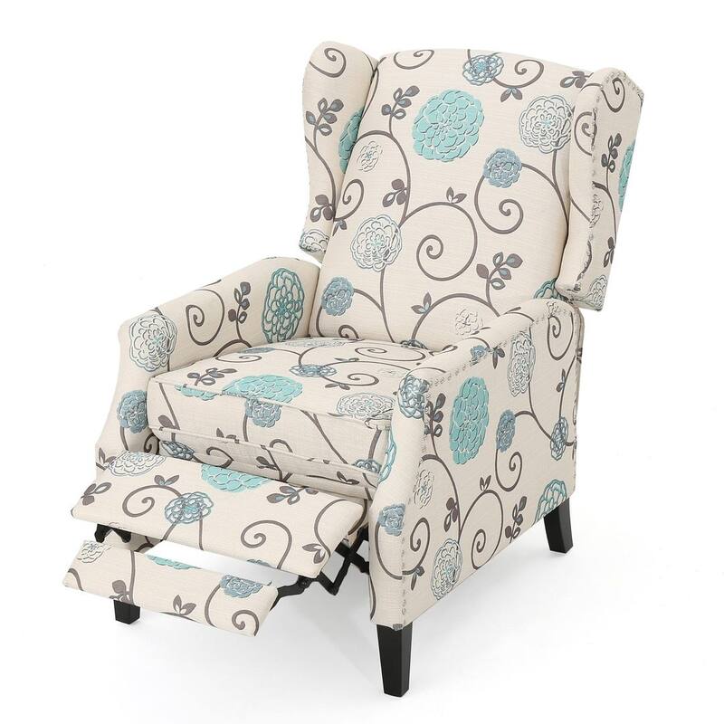 Traditional Fabric Recliner Chairs with Studded Border by Christopher Knight Home