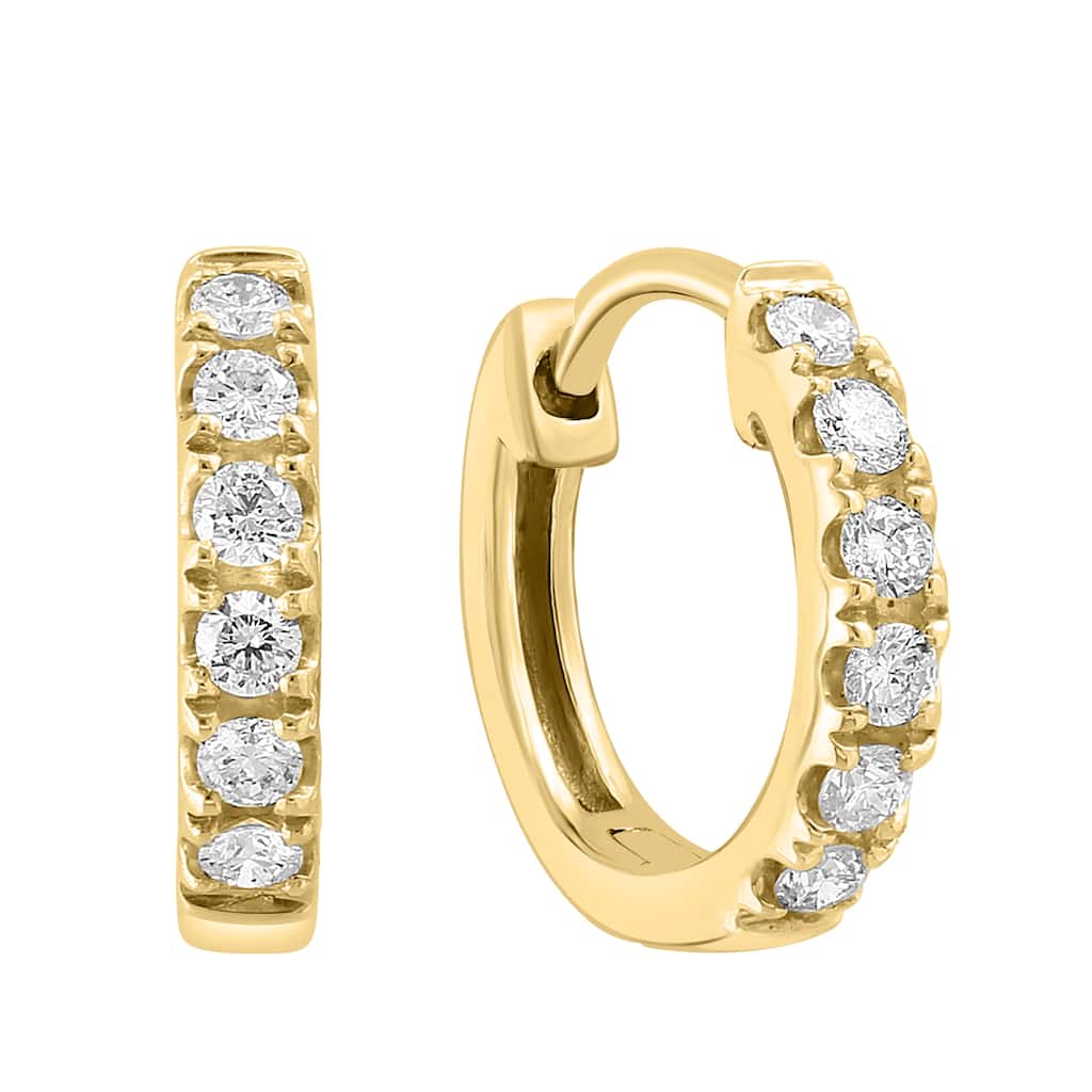 Effy Women's 14k Yellow Gold Pave Diamond Hoop Earrings