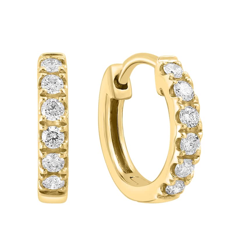 Effy Women's 14k Yellow Gold Pave Diamond Hoop Earrings