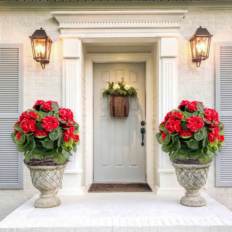 2 FT Artificial Topiary Flower Ball Trees with Ground Spike, Set of 2 Fake Rose Flowers Shrubs with Stake for Outdoor