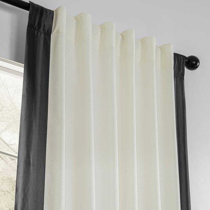 Exclusive Fabrics Fresh Pop Dobby Taffeta Side Bordered Light Filtering Curtains for Bedroom & Living Room Curtains (1 Panel)
