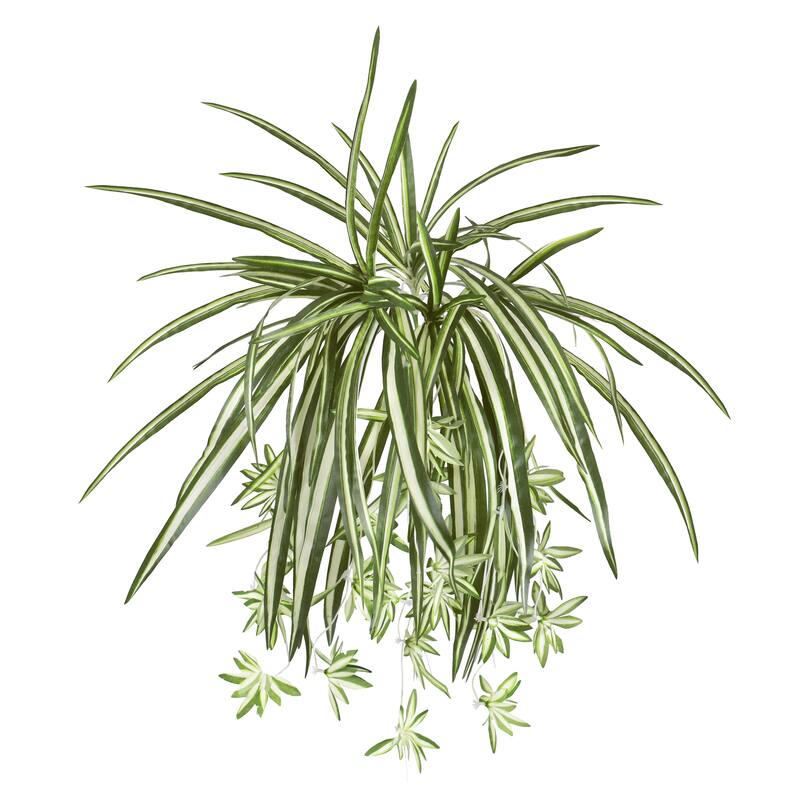 Artificial Spider Plant Leaf Hanging Greenery Foliage Bush 26in - 26" L x 15" W x 3" DP - 26" L x 15" W x 3" DP