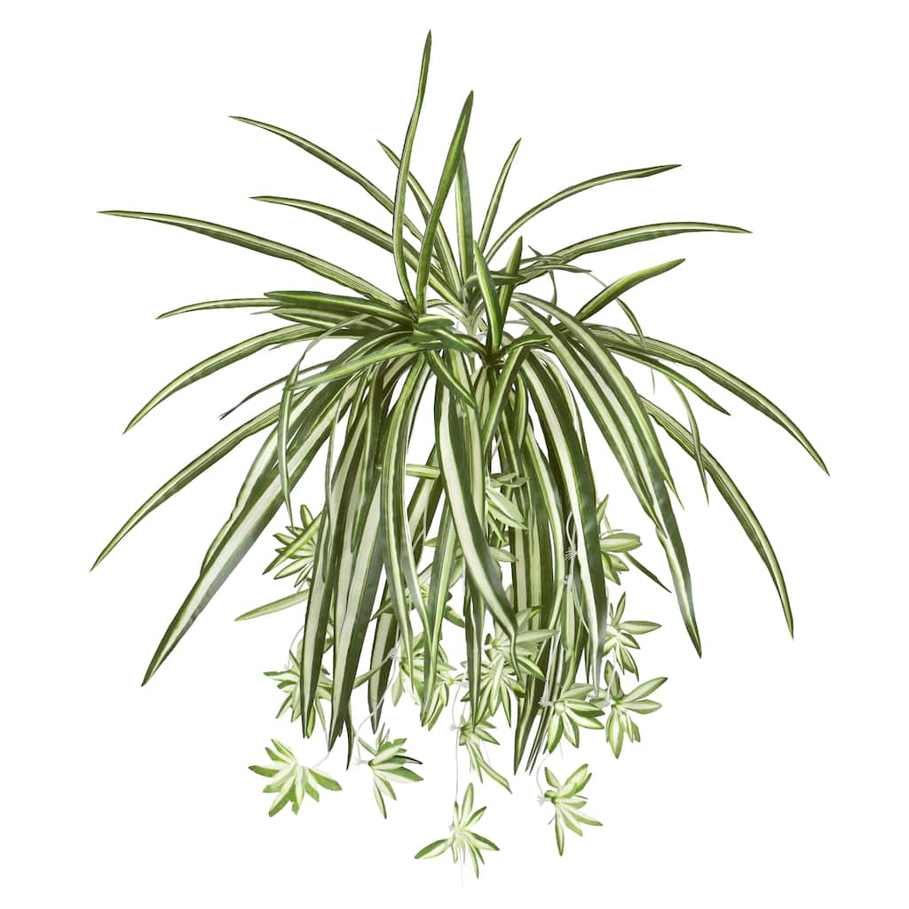 Artificial Spider Plant Leaf Hanging Greenery Foliage Bush 26in - 26" L x 15" W x 3" DP - 26" L x 15" W x 3" DP