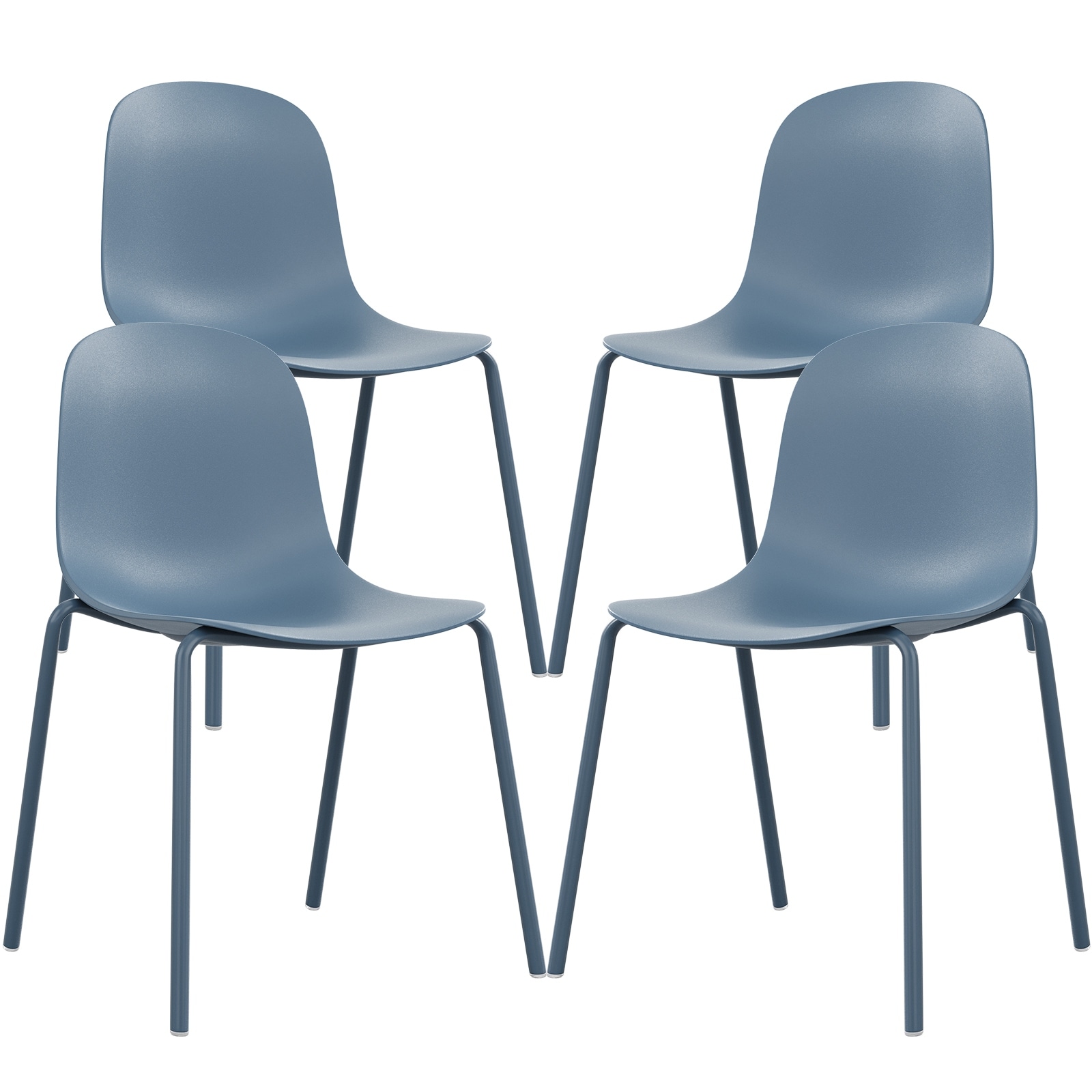 Modern Plastic Stackable Dining Chair Set of 4 with Metal Legs for Indoor or Outdoor