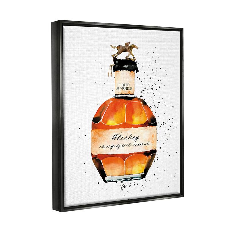 Stupell Whiskey is My Spirit Animal Quote Liquor Bottle Floater Frame - White