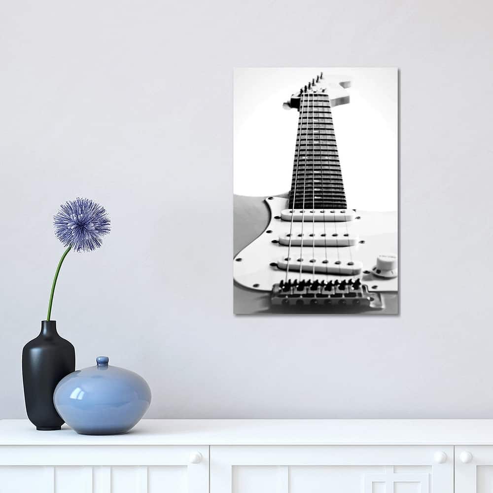iCanvas "Black and White Guitar Side" by Tom Quartermaine Canvas Print