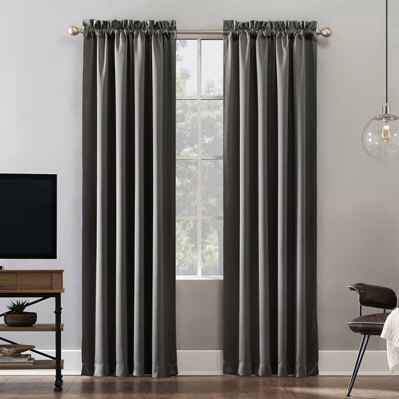 Sun Zero Oslo Home Theater 100% Blackout Rod Pocket Curtain Panel, Single Panel - 52 x 84 - Gray